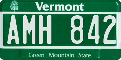 VT license plate AMH842