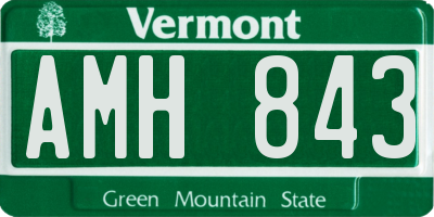 VT license plate AMH843