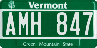 VT license plate AMH847