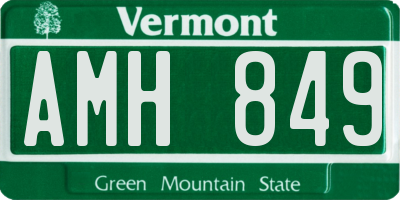 VT license plate AMH849