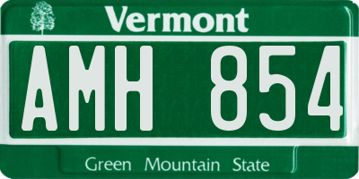 VT license plate AMH854