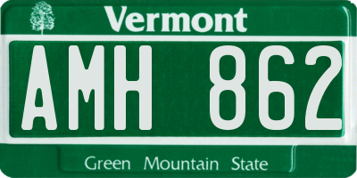 VT license plate AMH862