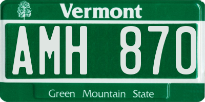 VT license plate AMH870