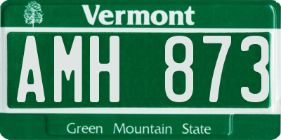 VT license plate AMH873