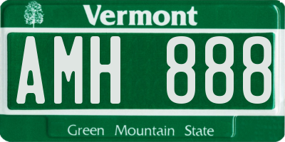 VT license plate AMH888