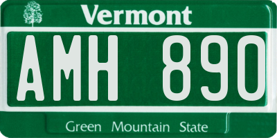 VT license plate AMH890