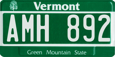 VT license plate AMH892