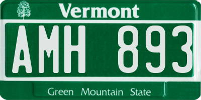 VT license plate AMH893