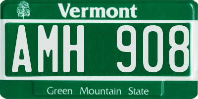 VT license plate AMH908
