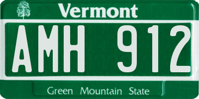 VT license plate AMH912
