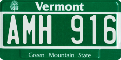 VT license plate AMH916