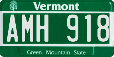 VT license plate AMH918