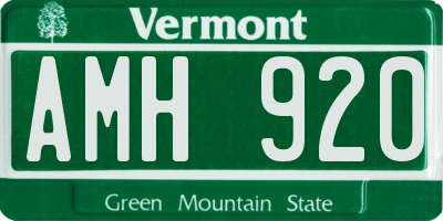 VT license plate AMH920