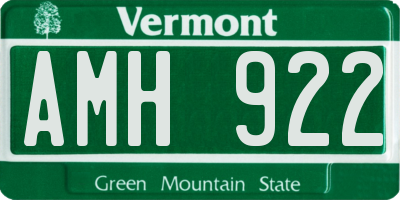 VT license plate AMH922