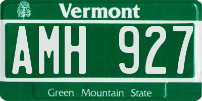 VT license plate AMH927