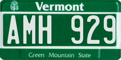 VT license plate AMH929