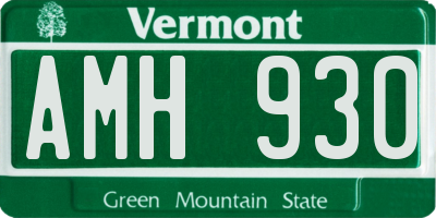 VT license plate AMH930