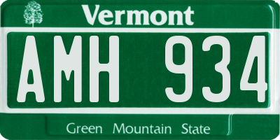 VT license plate AMH934