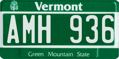 VT license plate AMH936