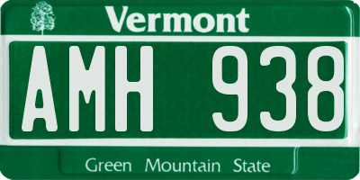 VT license plate AMH938