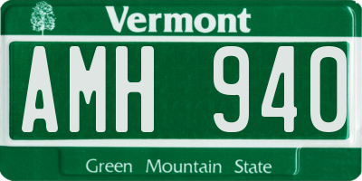 VT license plate AMH940