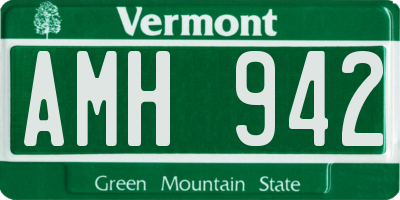 VT license plate AMH942