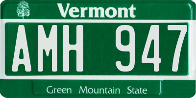 VT license plate AMH947