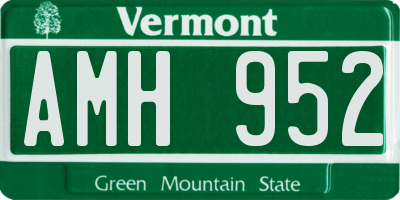VT license plate AMH952