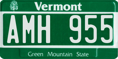 VT license plate AMH955