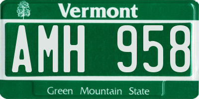 VT license plate AMH958