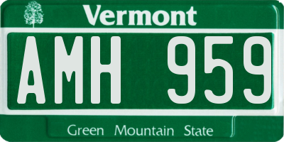 VT license plate AMH959