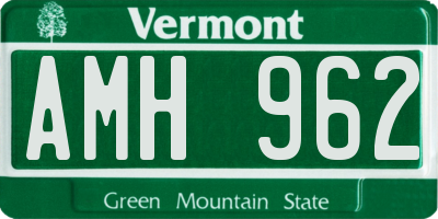 VT license plate AMH962