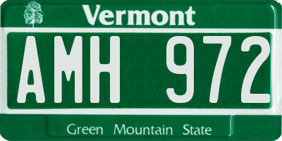 VT license plate AMH972