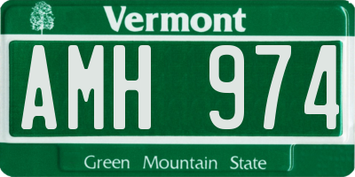 VT license plate AMH974