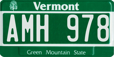 VT license plate AMH978