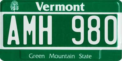 VT license plate AMH980