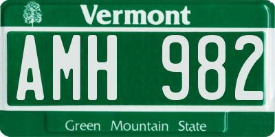 VT license plate AMH982