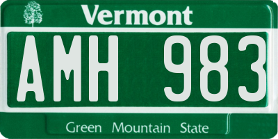 VT license plate AMH983