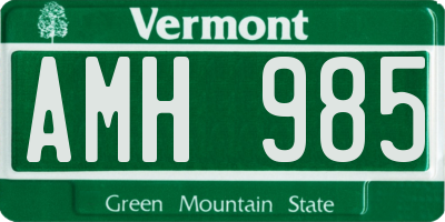 VT license plate AMH985