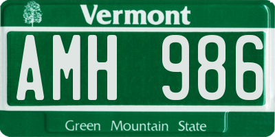 VT license plate AMH986
