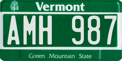 VT license plate AMH987