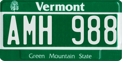 VT license plate AMH988