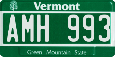 VT license plate AMH993