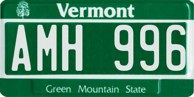 VT license plate AMH996