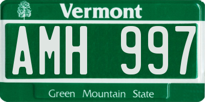 VT license plate AMH997
