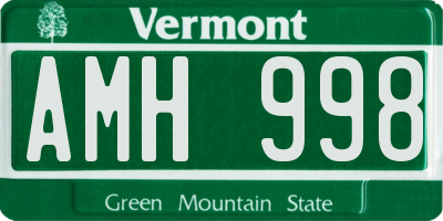 VT license plate AMH998