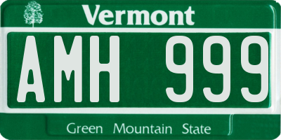 VT license plate AMH999
