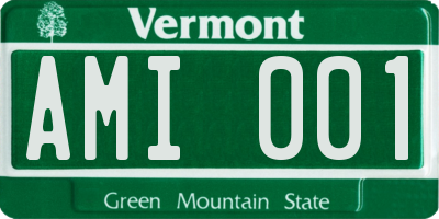 VT license plate AMI001