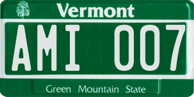 VT license plate AMI007