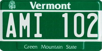 VT license plate AMI102